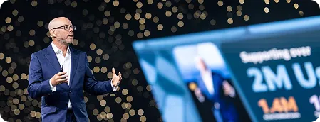 Speaker on stage at the event in Las Vegas
